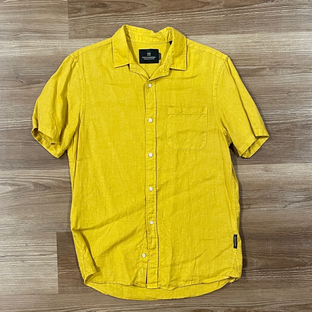 Scotch & Soda Bright Yellow Casual Button Down Shirt